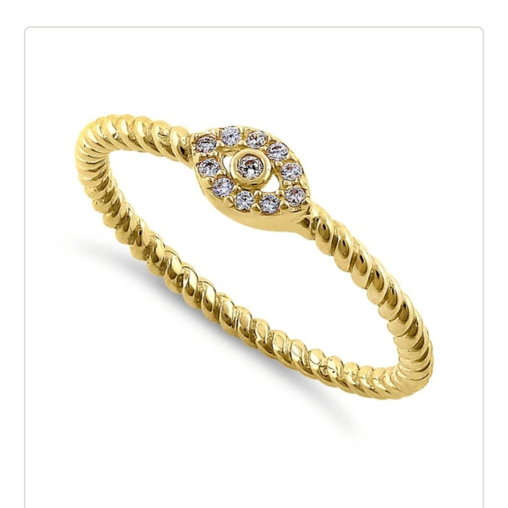 14kt real gold with real diamonds evil eye ring